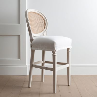 Linen Solid Wood Barstool Removable Upholstered Wood Bar Stools Stylish