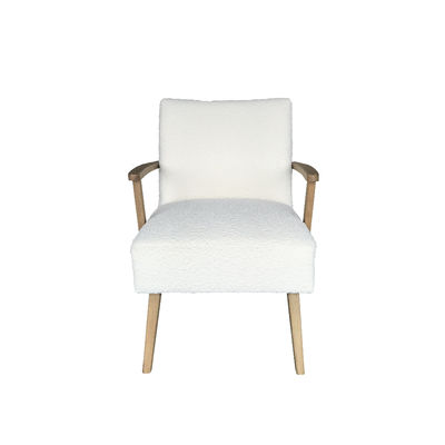Lambswool Upholstered Dining Room Chairs With Armrests And Solid Wood Legs