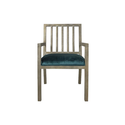 Vintage Lounge Chair with Lattice Back, Armrests, and Plush Velvet Upholstered Cushion