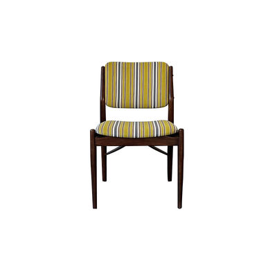 Mid Century Solid Wood Upholstered Dining Chairs Indoor Modern Dining Chair With Striped Upholstery