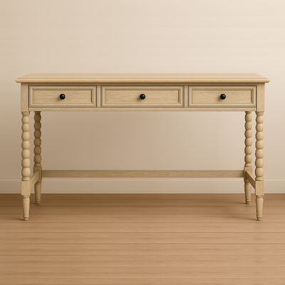 Vintage Spindle-Leg Writing Desk with Triple Storage Drawers and 125 * 52 * 77 cm Dimensions