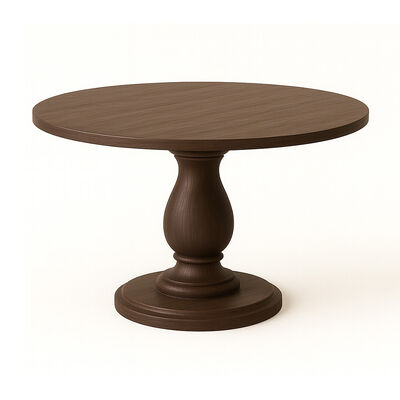 Classic Round Wood Dining Table with Sculpted Pedestal Base, Solid Oak, φ90×75 cm