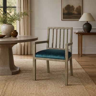 Bobbin Spindle Back Upholstered Dining Armchair CYC-054